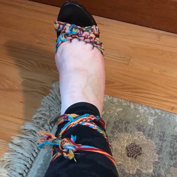 ❤️ Gorgeous Braided Leg Tie Platform Sandals - never worn - Picture 7 of 9